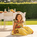 Robe enfant portugaise jaune à motifs floraux Viana Robe enfant à motifs Viana - Jaune