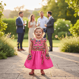 Robe enfant portugaise rose à motifs floraux Viana Robe enfant à motifs Viana - Rose