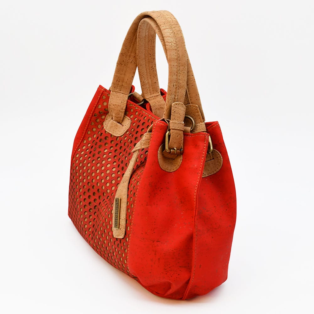 Sac à main en liège perforé rouge Sac à main en liège perforé - Rouge