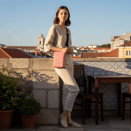 Sac bourse rose à bandoulière en liège portugais Sac bourse en liège - Rose