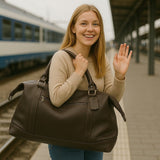 Sac fourre-tout de voyage en cuir marron foncé I Maroquinerie portugaise Sac de voyage en cuir - Marron foncé