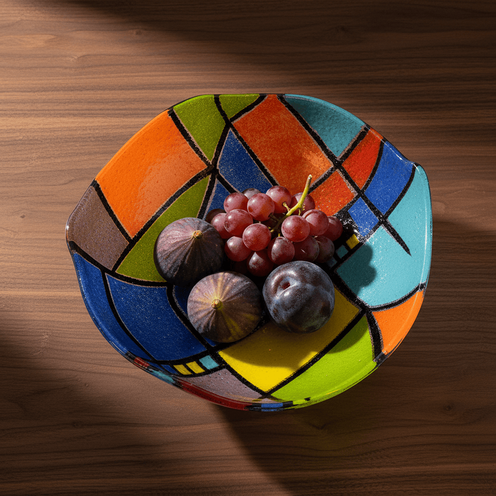 Saladier en verre fusionné - Design abstrait | Portugal Saladier en verre "Marinha Grande" - 28cm