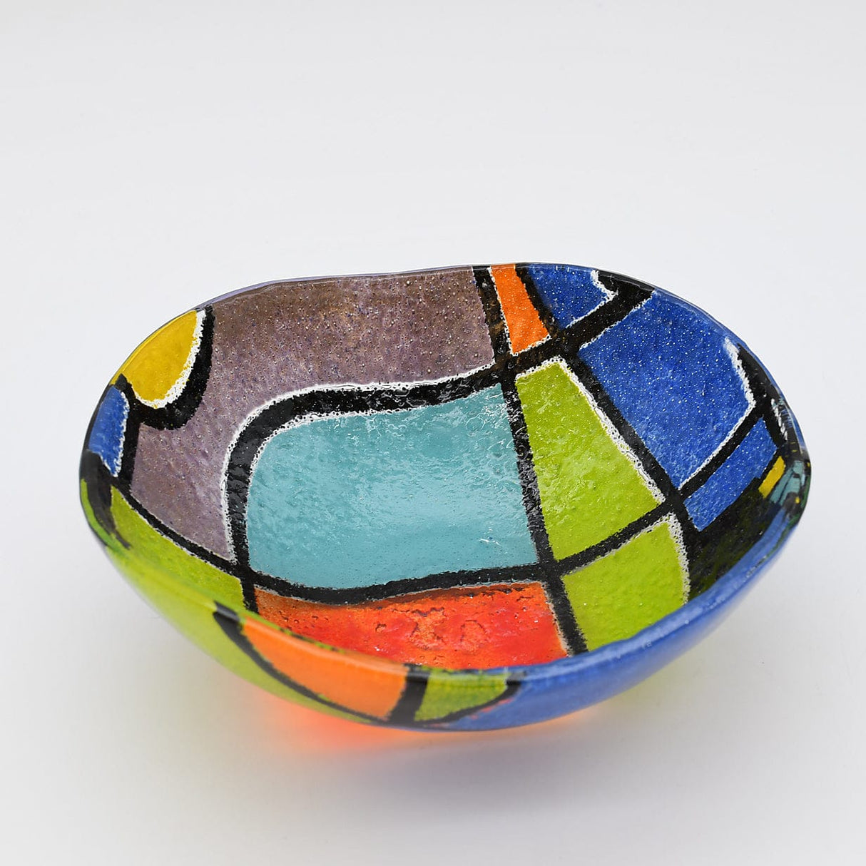 Saladier en verre fusionné - Design abstrait | Portugal Saladier en verre "Marinha Grande" - 28cm