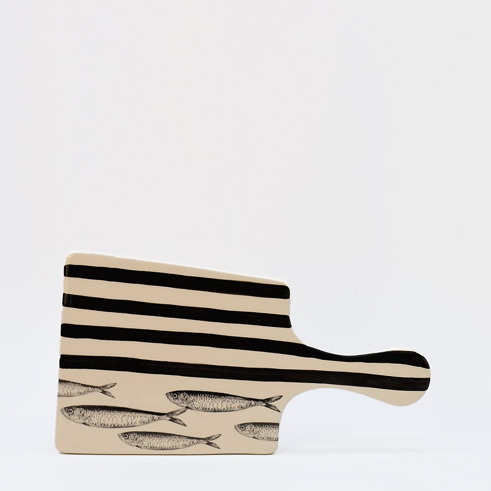 Saladier rayé bleu et blanc I Vaisselle du Portugal en ligne Planche de service rayée "Costa Nova Mar" - Noire