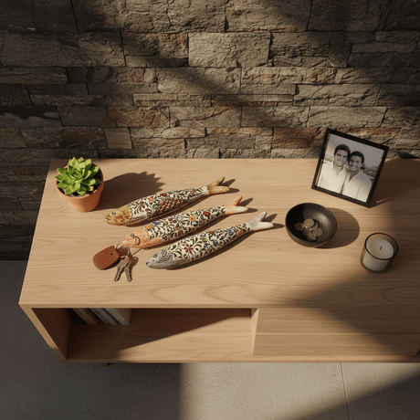 Sardine décorative | Céramique portugaise de Coimbra | Fait à la main Sardine décorative en céramique de Coimbra