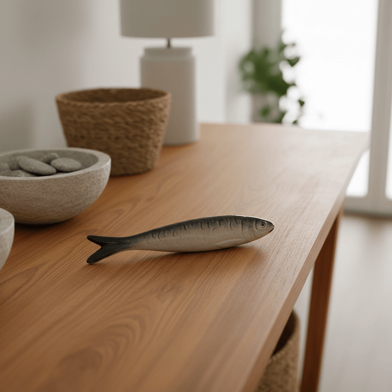 Sardine Décorative en Céramique avec Motifs Portugais Sardine en céramique naturaliste de Caldas da Rainha