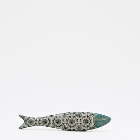 Sardine décorative en céramique verte motifs portugais Azulejos Sardine décorative en céramique "Padrão" - Verte