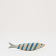 Sardine décorative souriante en céramique portugaise rayée blanc et orange Sardine souriante en céramique - Turquoise