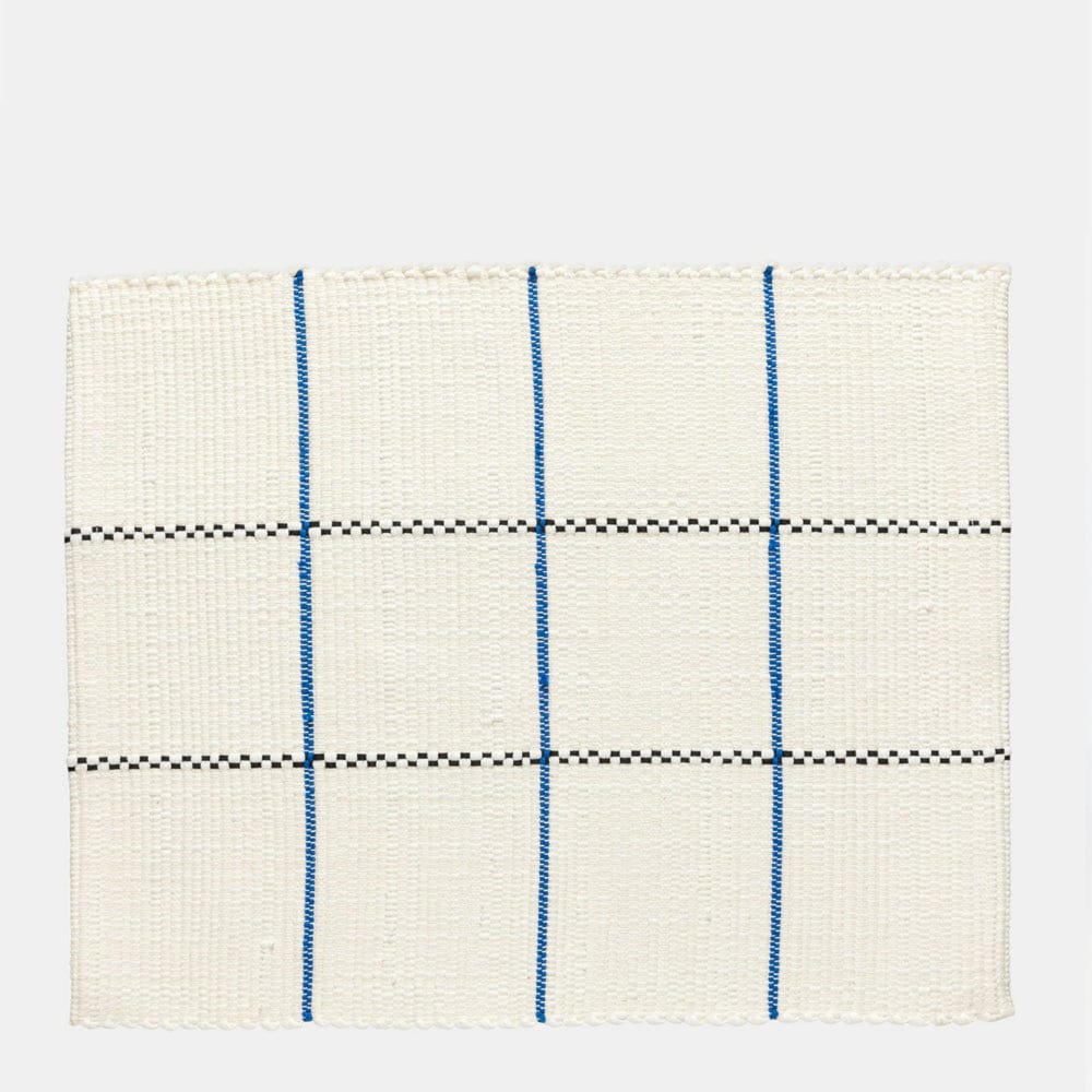 Set de table en coton recyclé blanc à rayures bleues – Fabriqué au Portugal Set de table en coton recyclé - Blanc cassé & bleu