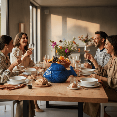 Soupière bleue en forme de poisson I Vaisselle du Portugal Soupière en céramique en forme de Poisson - Bleu cobalt
