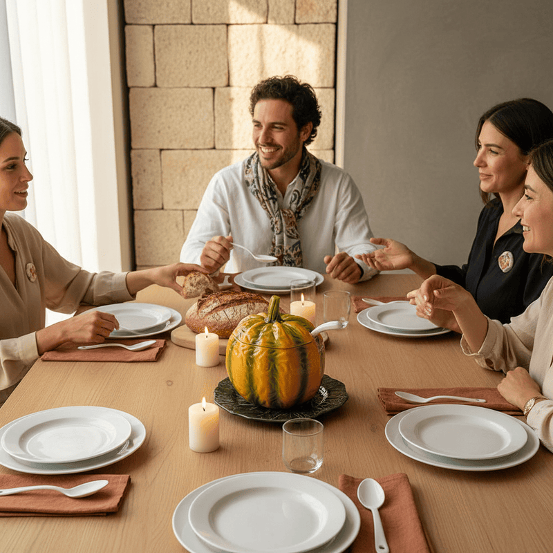 Soupière en forme de citrouille I Vaisselle traditionnelle portugaise Soupière en céramique en forme de citrouille