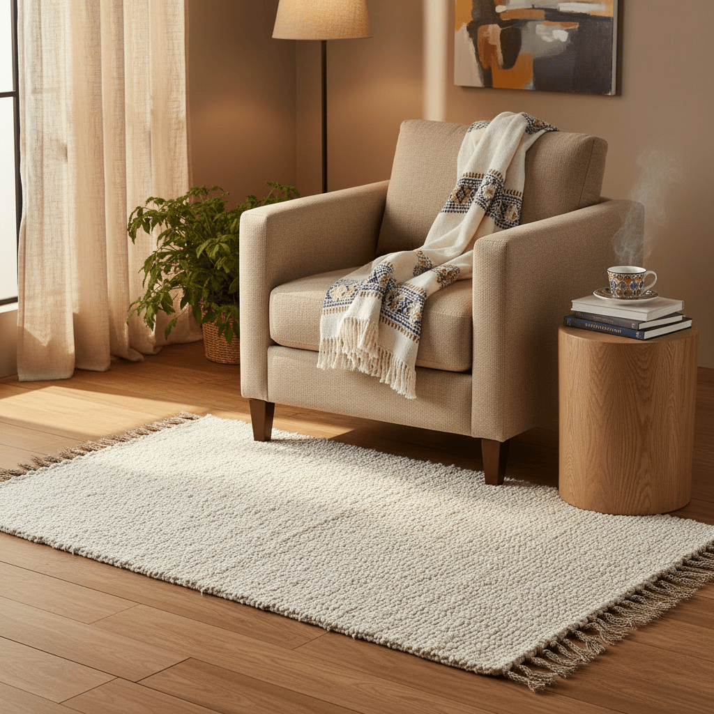 Tapis artisanal blanc cassé I Tapis artisanal portugais Tapis Artisanal - Blanc cassé