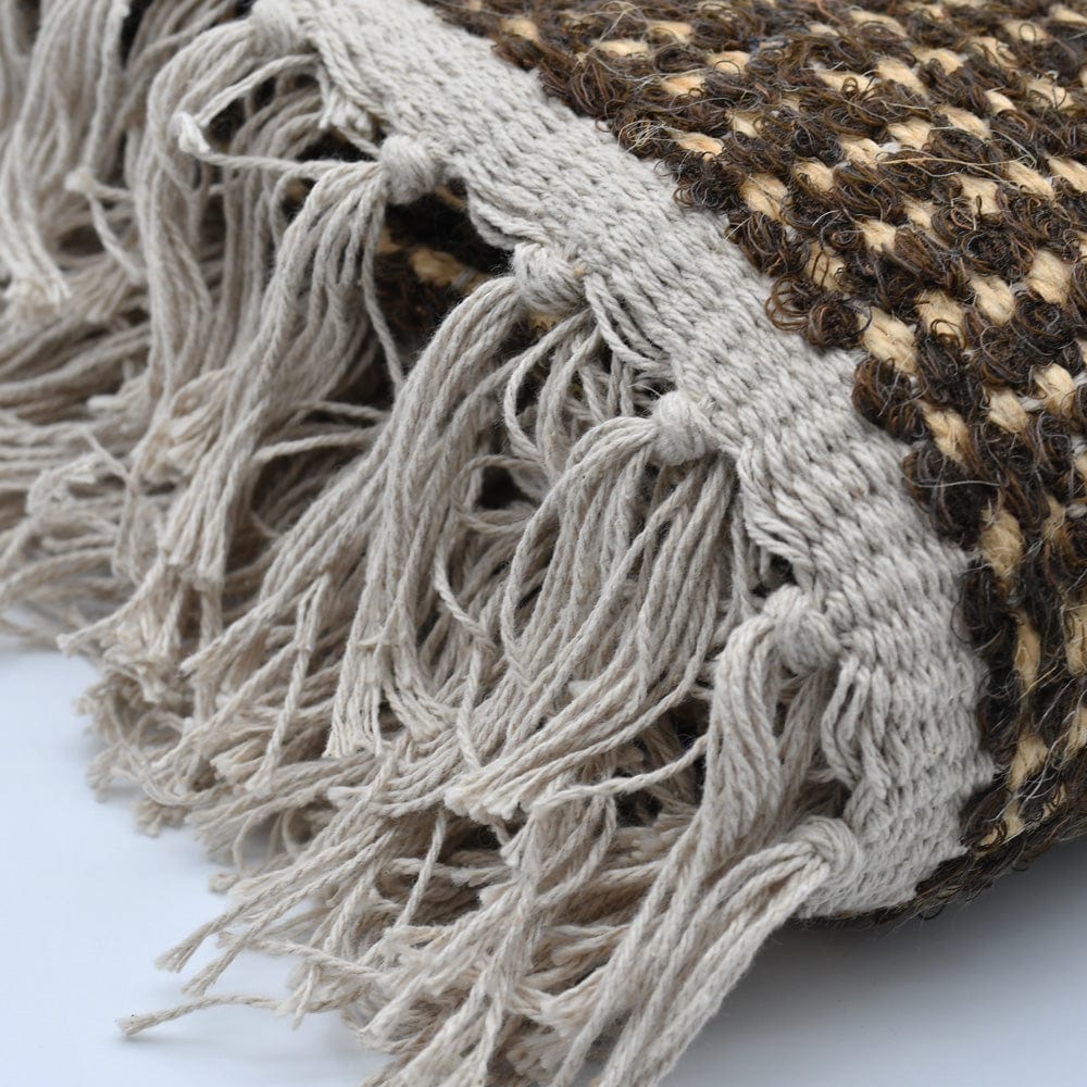 Tapis artisanal portugais noir Tapis artisanal en sisal et coton 150x100 - Marron