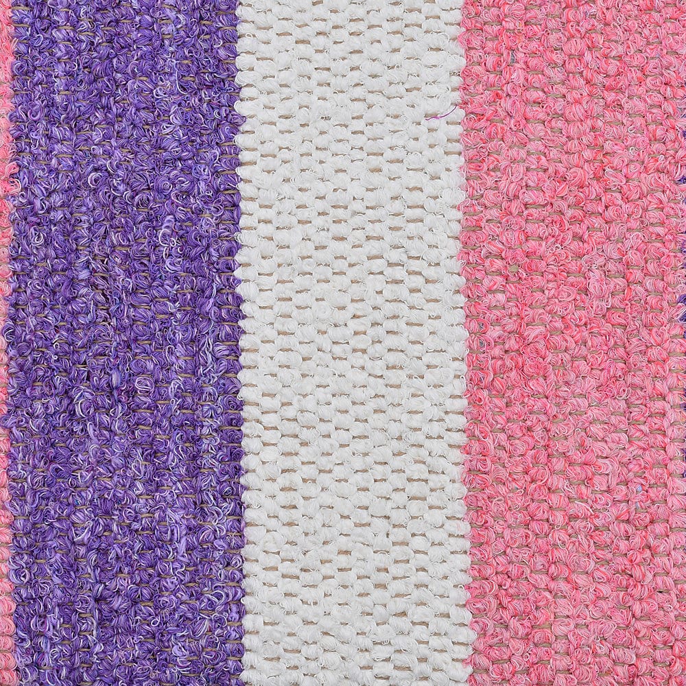 Tapis artisanal rayé rose I Tapis artisanal portugais Tapis Artisanal rayé - Rose, violet, beige