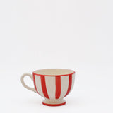 Tasse à pied en céramique portugaise rayé rouge et blanc Tasse à pied "Costa Nova Mar" - Rouge