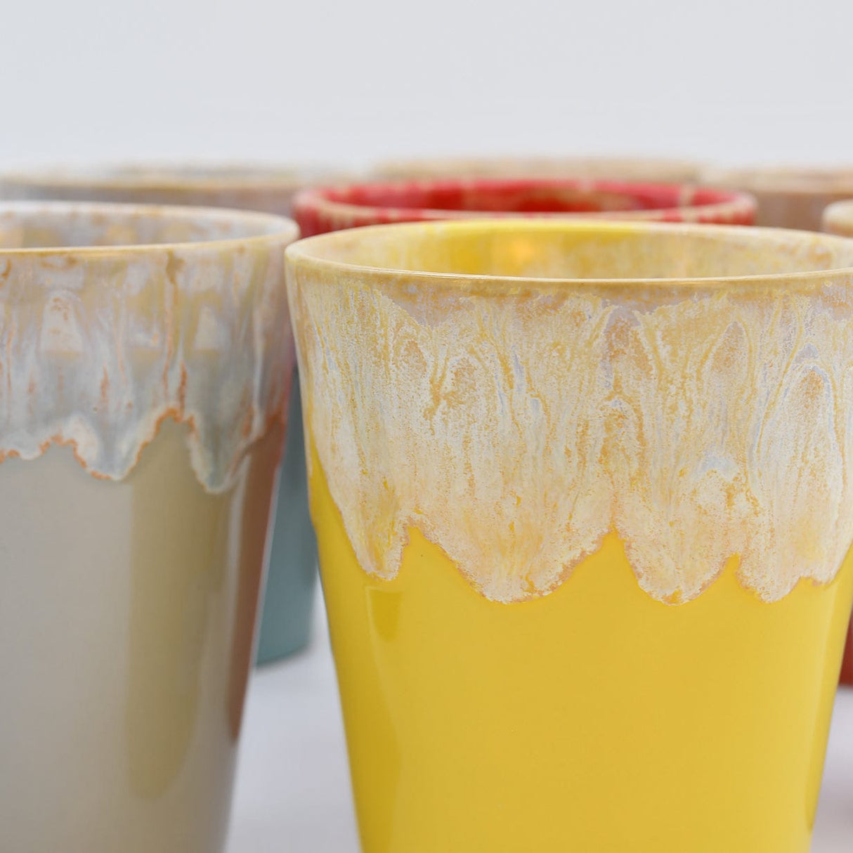 Tasse latte en grès 40cl – Design vagues portugais Tasse Latte 40cl “Grespresso“ Jaune