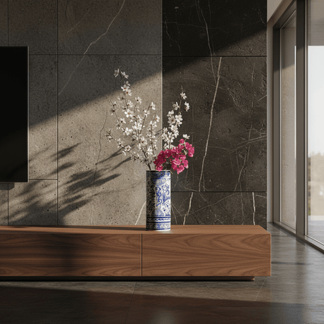 Vase cylindrique bleu en céramique de Coimbra Vase en céramique de Coimbra