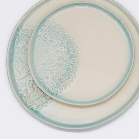 Assiette "Estrela do mar" verte et blanche - 27cm