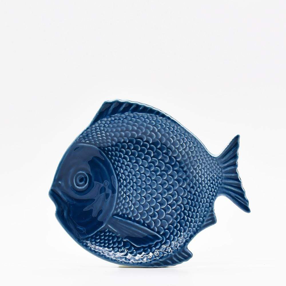 Assiette en forme de poisson bleue I Vaisselle artisanale du Portugal Assiette creuse en forme de Poisson 25 cm - Bleue