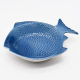 Assiette en forme de poisson bleue I Vaisselle artisanale du Portugal Assiette creuse en forme de Poisson 25 cm - Bleue