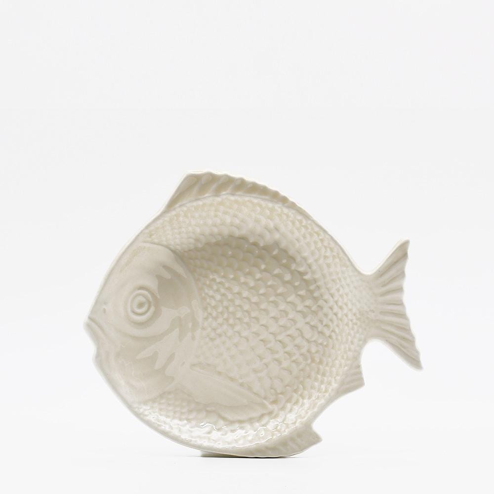 Assiette en forme de poisson I Vaisselle artisanale du Portugal Assiette creuse en forme de Poisson 25 cm - Blanche
