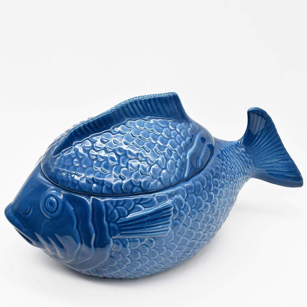 Soupière en céramique en forme de Poisson - Bleu cobalt