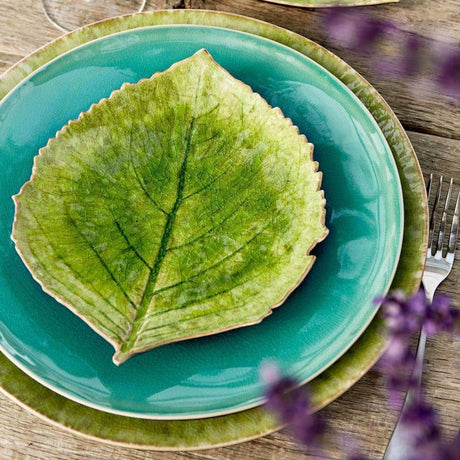 Assiette en grés "Hortensia" - Vert d'eau