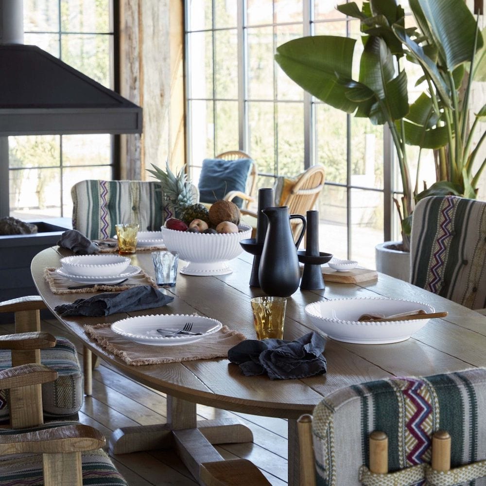 Assiette principale en grès 27cm I Vaisselle portugaise Centre de table / Corbeille à fruits en grès "Pearl" - 32cm