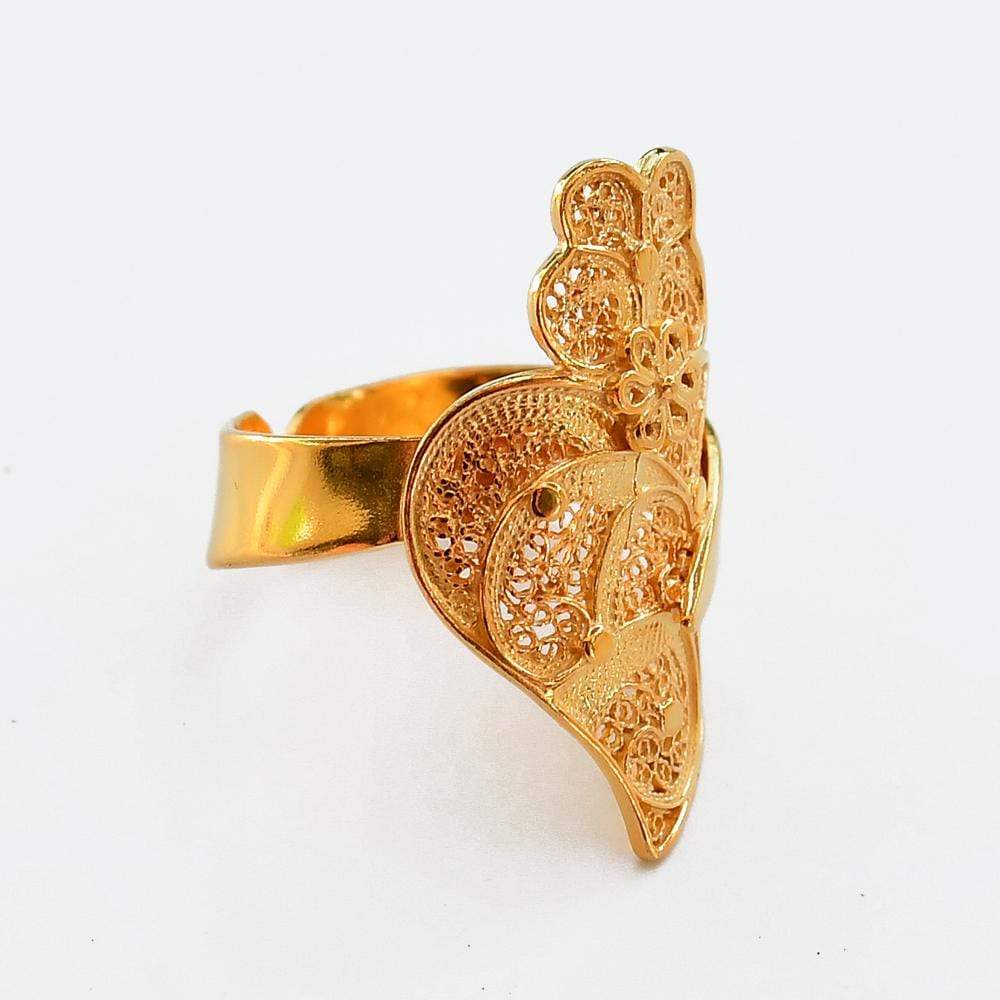 Bague en filigrane d'argent doré I Vente en ligne France Bague en filigrane "Coração de Viana"