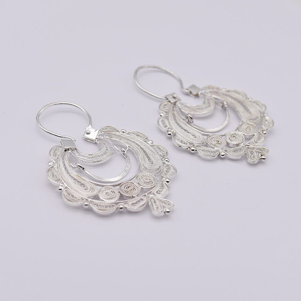 Boucles d'oreille en filigrane d'argent doré I Vente de bijoux argent Boucles d'oreille en argent - 4cm