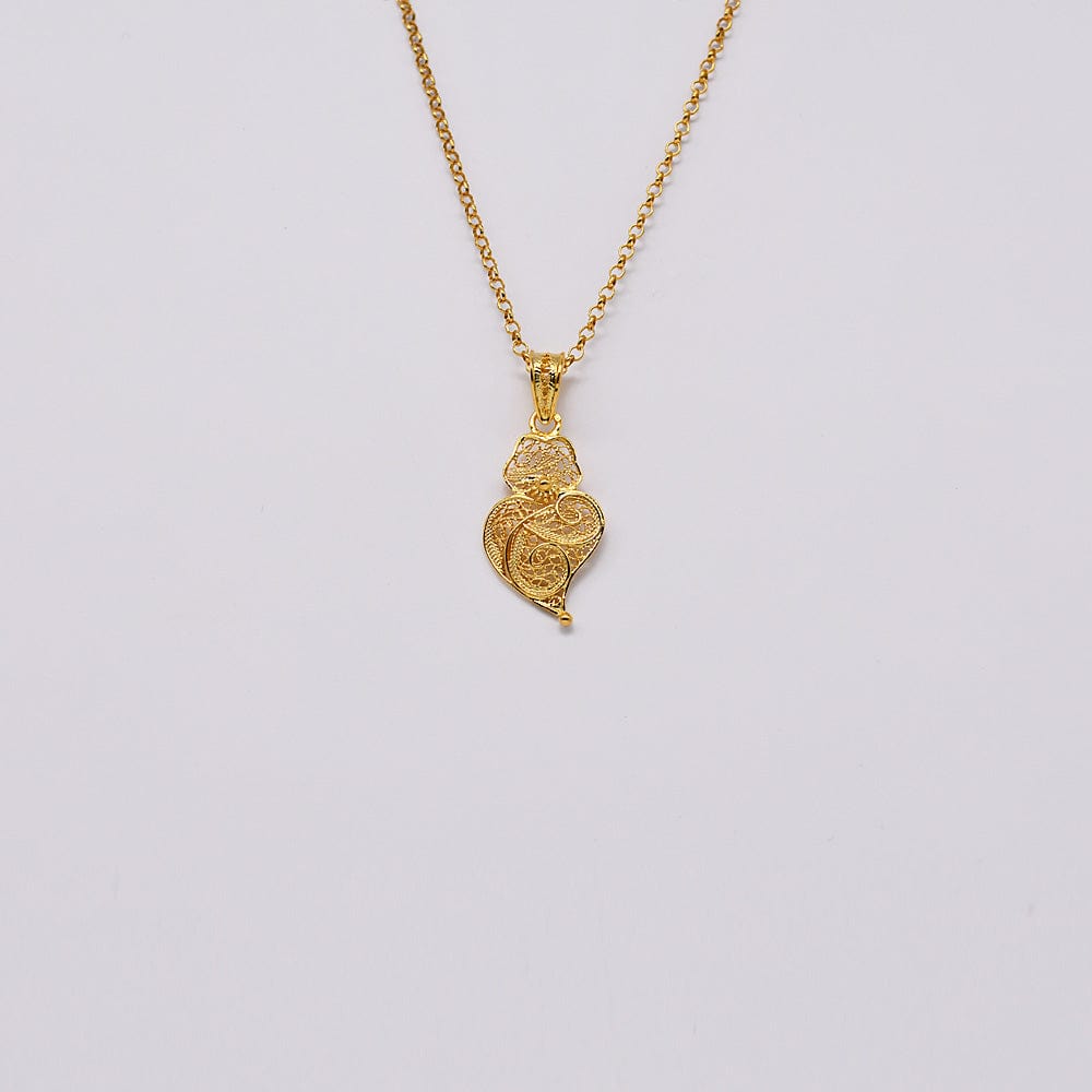 Boucles d'oreille en filigrane d'argent doré I Vente de bijoux argent #Coração de Viana I Pendentif en argent doré - 3cm