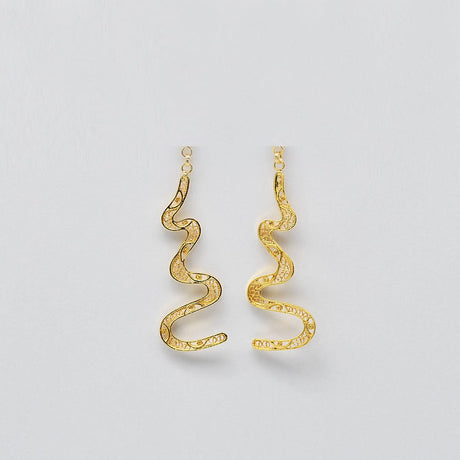 Boucles d'oreille en filigrane d'argent doré I Vente de bijoux argent Serpente I Boucles d'oreille en argent doré - 6cm