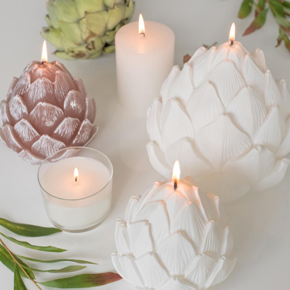 Bougie décorative Blanche en forme d'artichaut Bougie décorative "Alcachofras" Blanche - 19cm