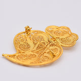 Broche Coeur de Viana en argent doré 6cm I Vente bijoux argent Coração de Viana I Broche en argent doré - 6cm