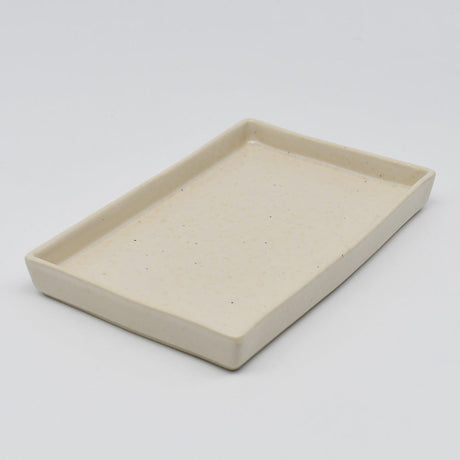 Centre de table en grès 27cm I Vaisselle portugaise Plat rectangulaire en grès beige - 18cm