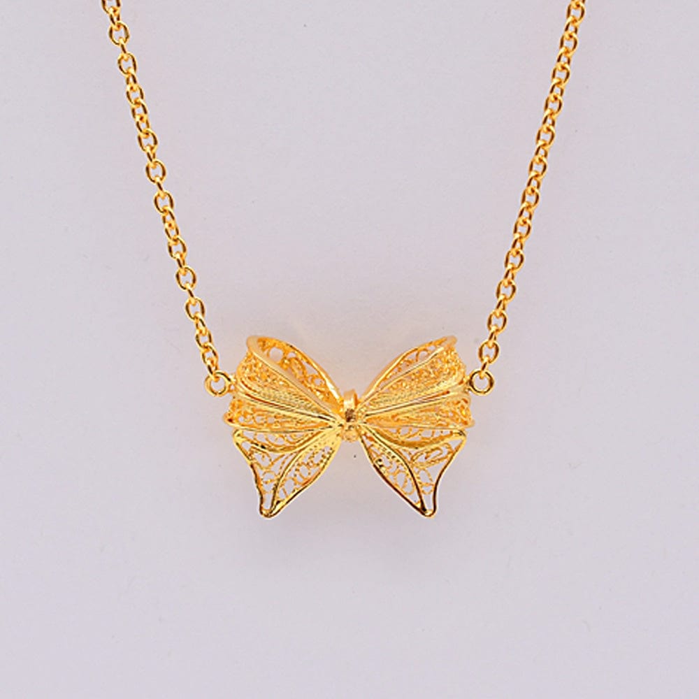 Collier en filigrane d'argent doré I Argent sterling 925/1000e Borboleta I Collier en argent doré
