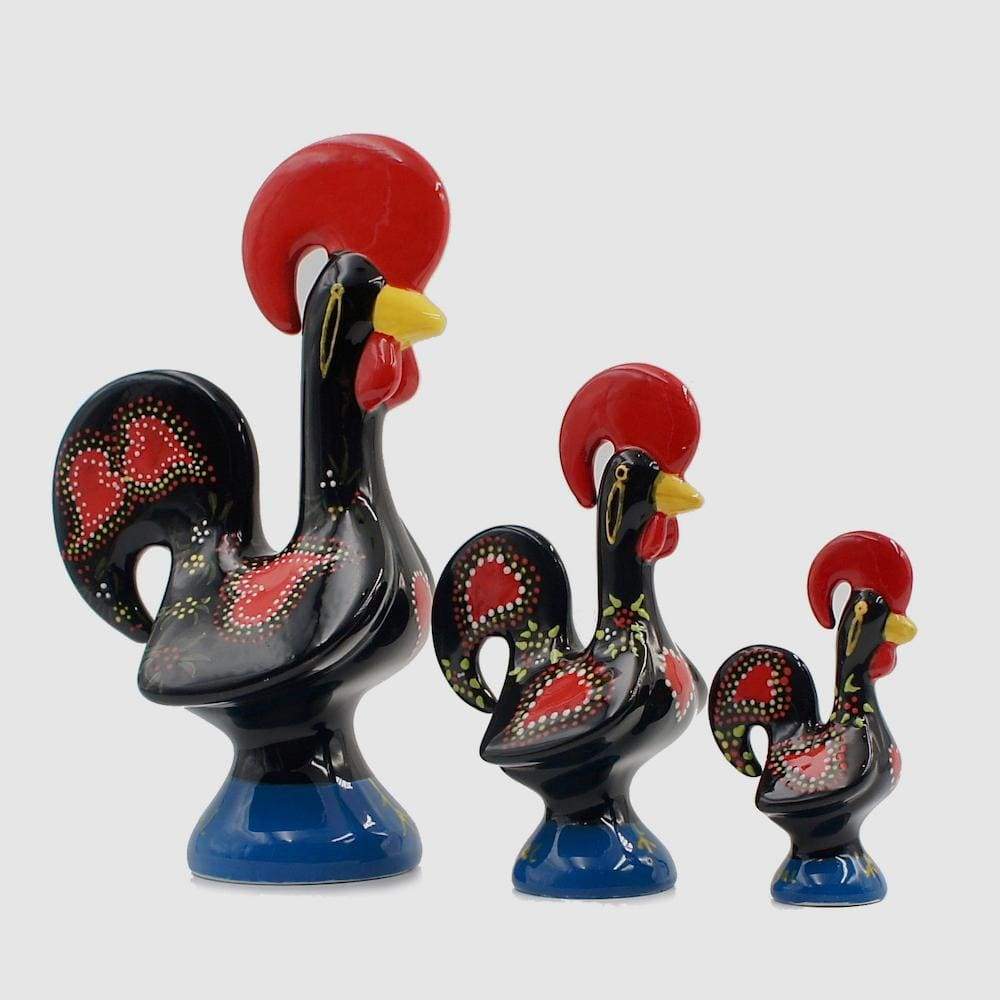 Coq de Barcelos traditionnel en céramique - Noir