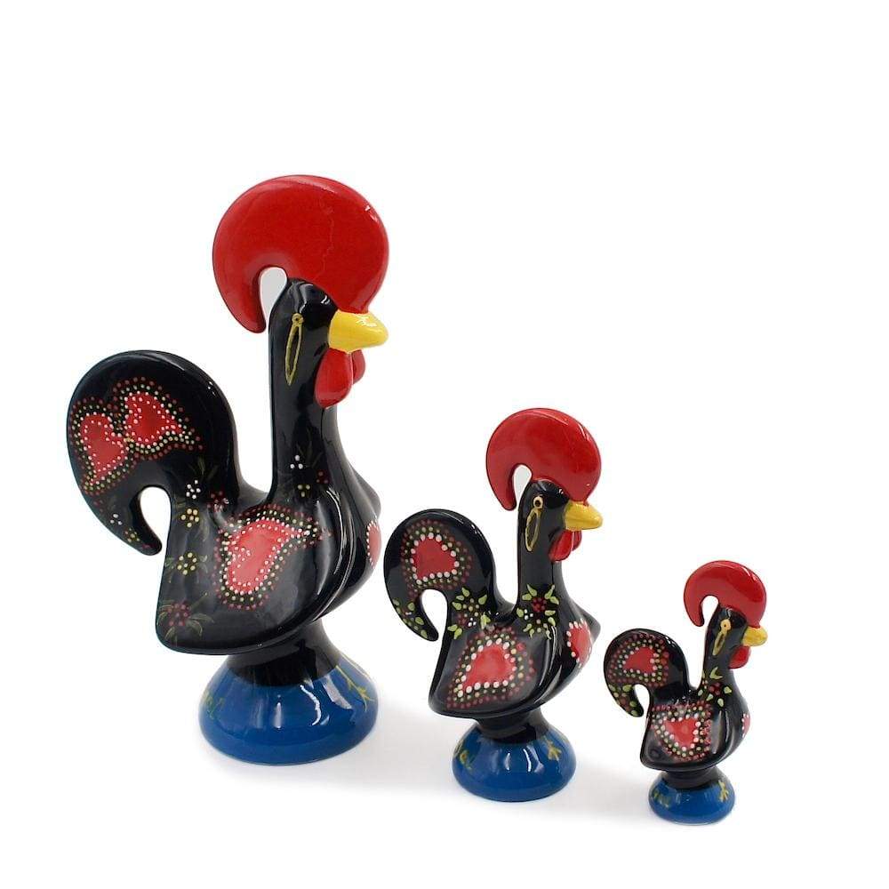 Coq de Barcelos traditionnel en céramique - Noir