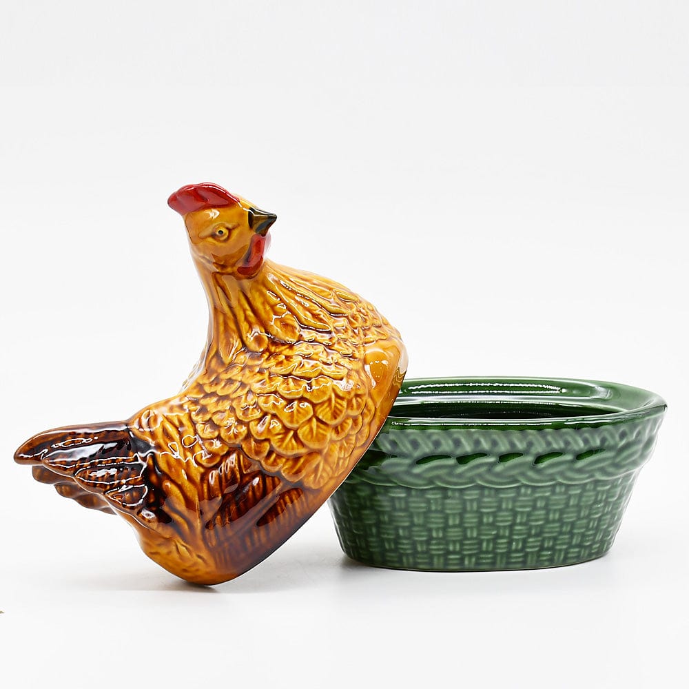 Coupe portugaise bleue cobalt en forme de coquillage #A Terrine en céramique "Galinha"