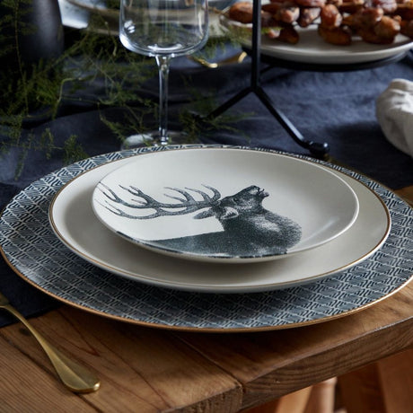 Ensemble de 4 assiettes en grès au motifs floraux Assiette en grès "Éléments" - 21cm