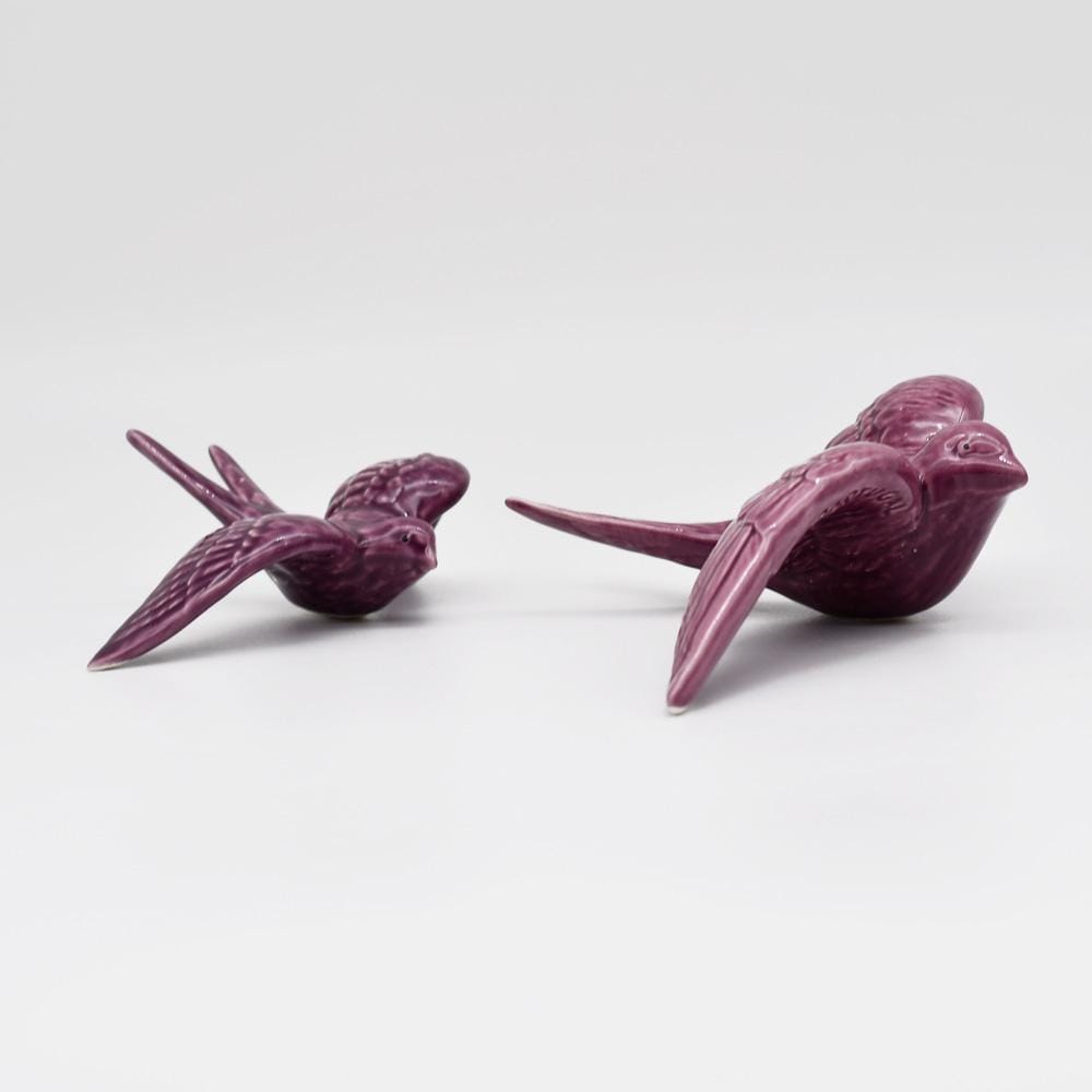 Hirondelle de Caldas da Rainha en céramique mauve