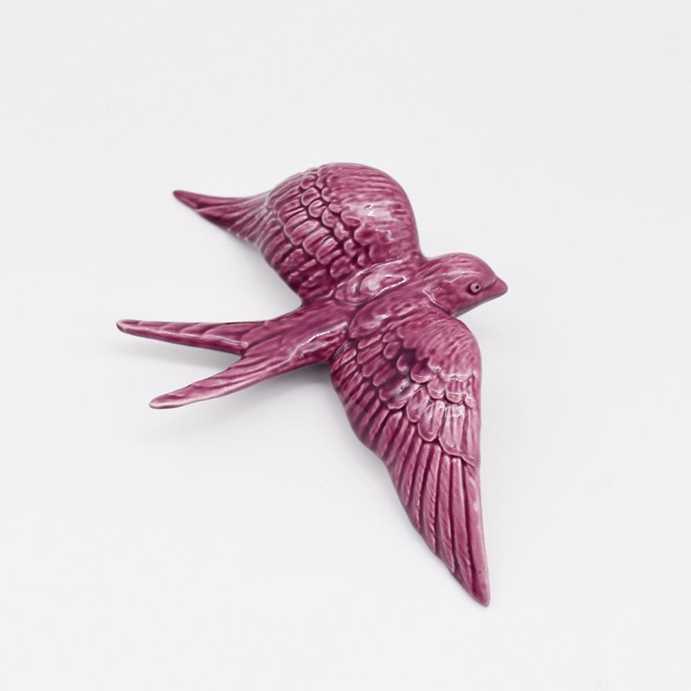 Hirondelle de Caldas da Rainha en céramique mauve