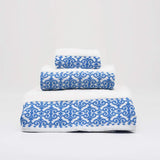 Parure de bain 3 pièces - Blanc et bleu