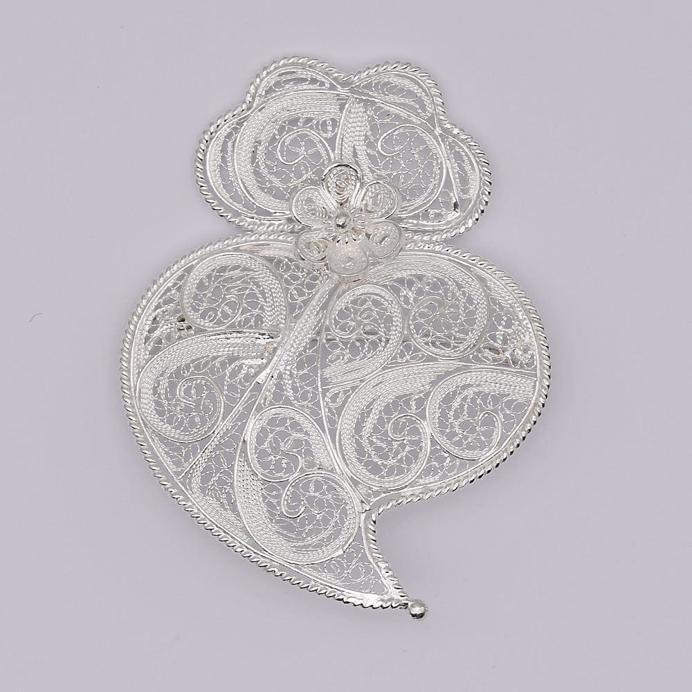 Pendentif Coeur de Viana en argent 11 cm I Vente bijoux argent Coração de Viana I Broche en argent - 6cm