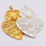 Pendentif Coeur de Viana en argent doré 11 cm I Vente bijoux argent Coração de Viana I Pendentif en argent - 11 cm