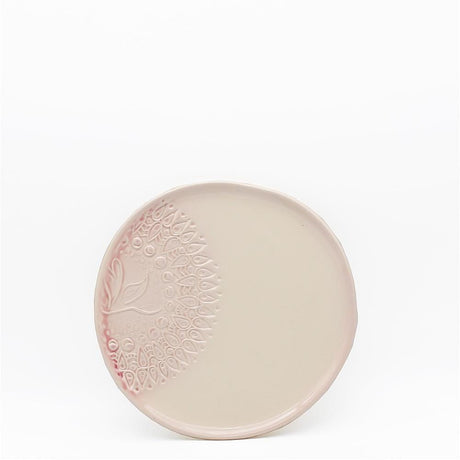 Petite assiette en céramique rose et blanche I Motifs étoile de mer Assiette "Estrela do mar" rose et blanche - 20 cm