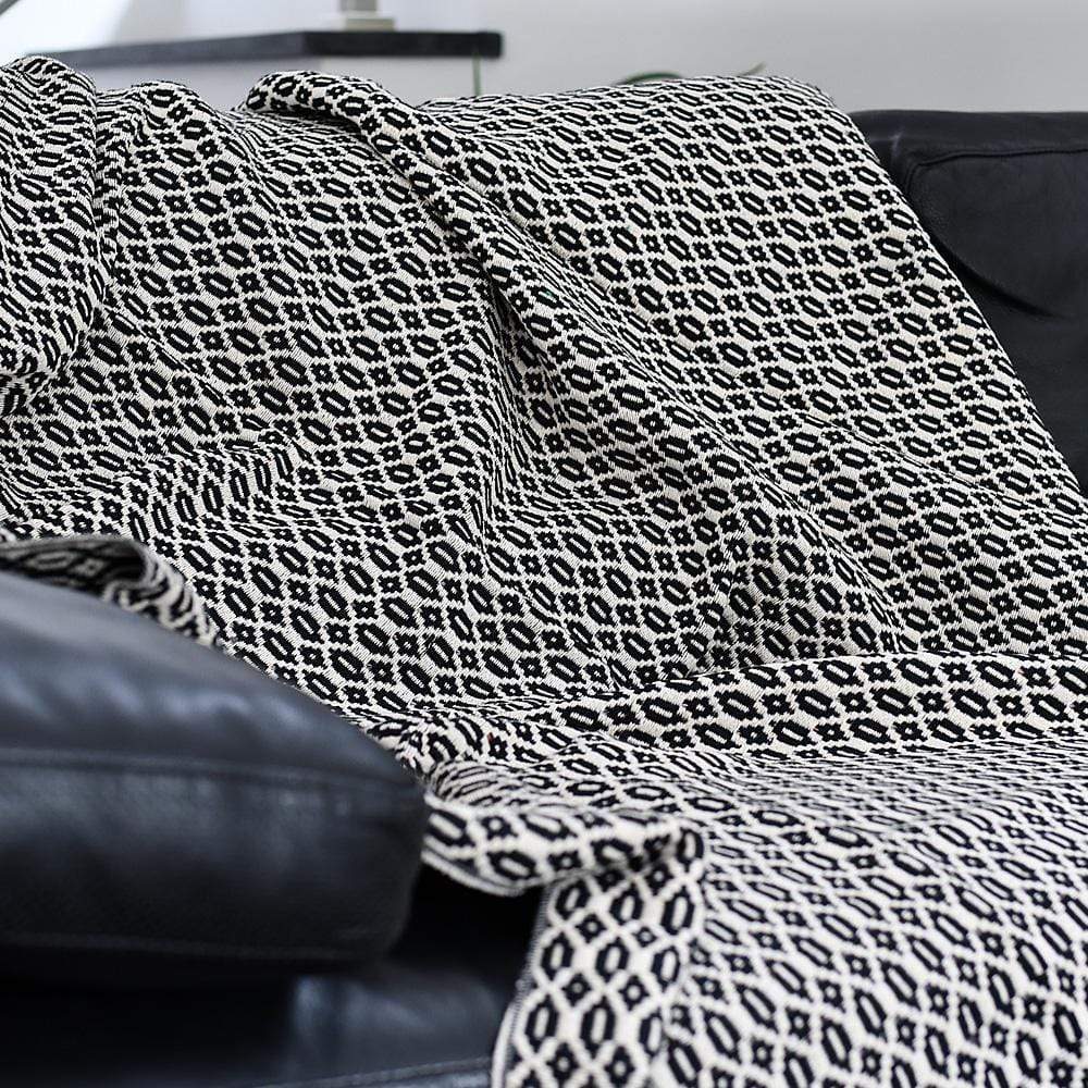 Plaid en laine Noir et blanc cassé I Artisanat du Portugal en ligne Plaid en laine 200X135 - Noir