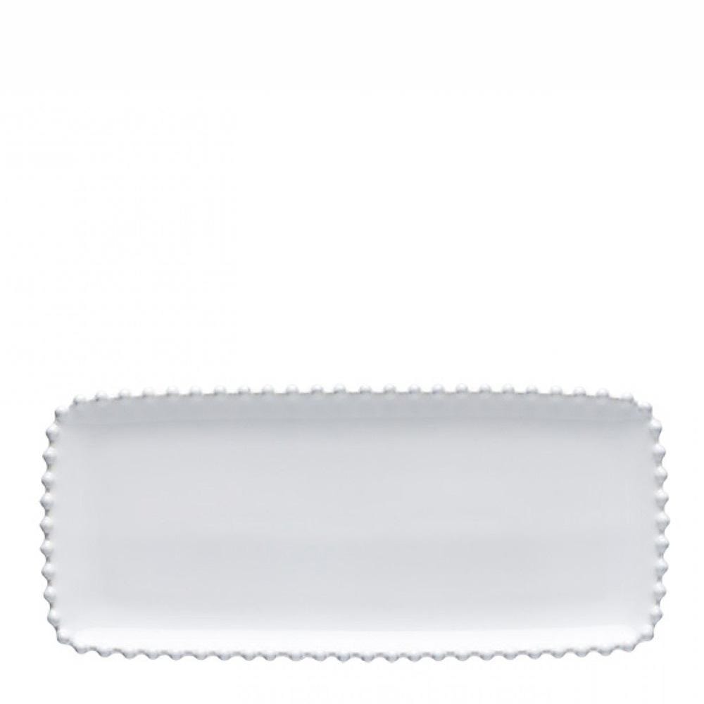 Plat rectangulaire en grès 30cm I Vaisselle portugaise Plat rectangulaire en grès "Pérola" - 30cm