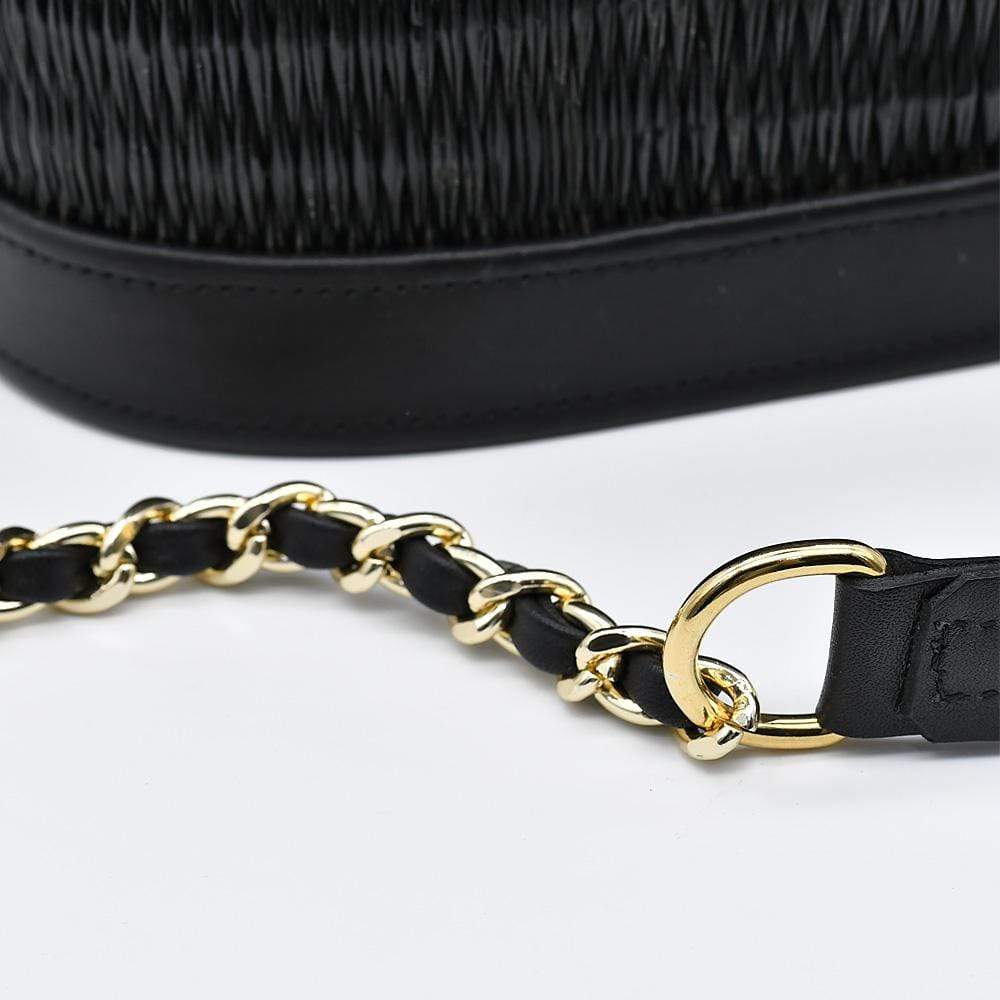 Sac à main ovale en cuir et jonc noir I Tendance portugaise Sac en cuir et jonc 22cm - Noir