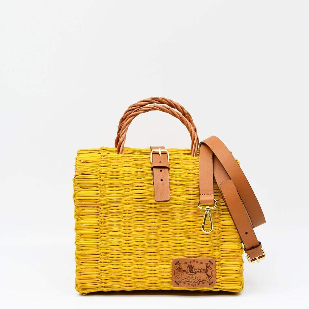 Sac cabas en osier (jonc) 22cm - Jaune